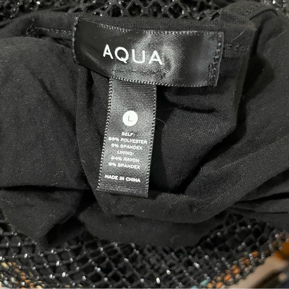 Aqua Crystal Mesh Long Sleeve Top in Black Size L (NWT) - Picture 6 of 7